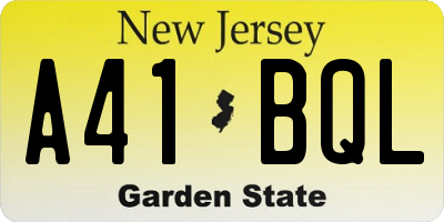 NJ license plate A41BQL