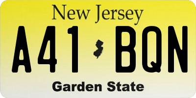 NJ license plate A41BQN