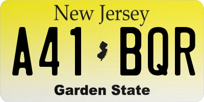 NJ license plate A41BQR