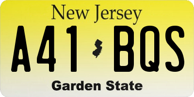 NJ license plate A41BQS