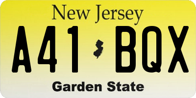 NJ license plate A41BQX