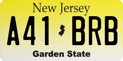 NJ license plate A41BRB