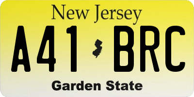 NJ license plate A41BRC