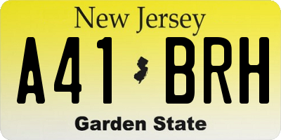 NJ license plate A41BRH