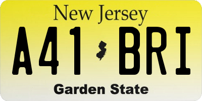 NJ license plate A41BRI