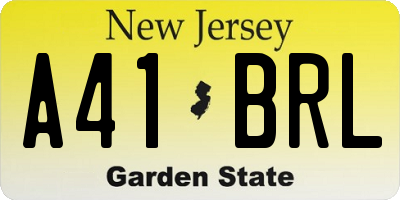 NJ license plate A41BRL
