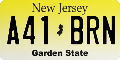 NJ license plate A41BRN