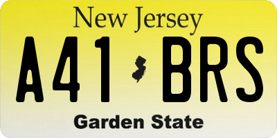 NJ license plate A41BRS