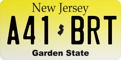 NJ license plate A41BRT