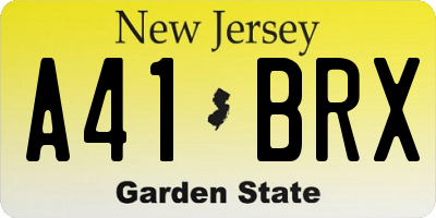 NJ license plate A41BRX