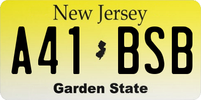 NJ license plate A41BSB