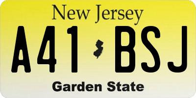 NJ license plate A41BSJ