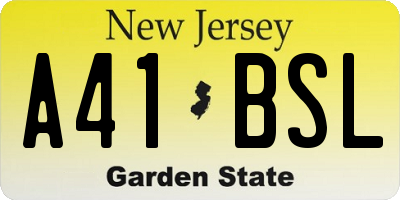 NJ license plate A41BSL