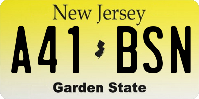 NJ license plate A41BSN