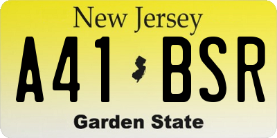 NJ license plate A41BSR