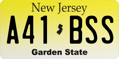 NJ license plate A41BSS