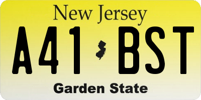 NJ license plate A41BST