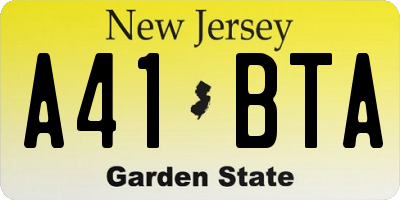 NJ license plate A41BTA