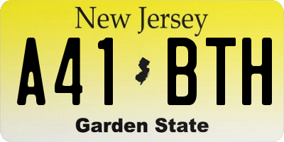 NJ license plate A41BTH