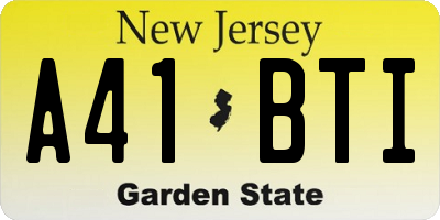 NJ license plate A41BTI