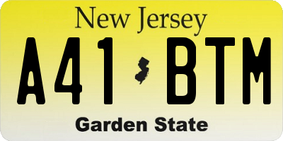 NJ license plate A41BTM