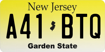 NJ license plate A41BTQ