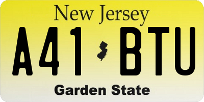 NJ license plate A41BTU