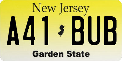 NJ license plate A41BUB