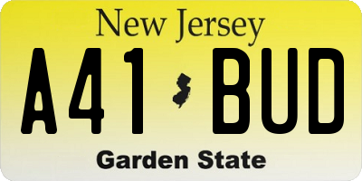 NJ license plate A41BUD
