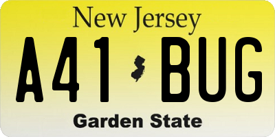 NJ license plate A41BUG