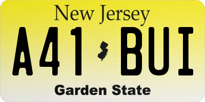 NJ license plate A41BUI