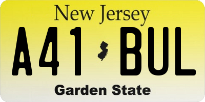 NJ license plate A41BUL