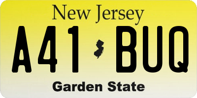 NJ license plate A41BUQ