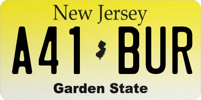 NJ license plate A41BUR