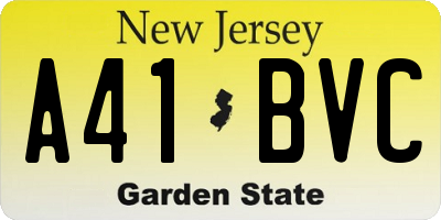 NJ license plate A41BVC