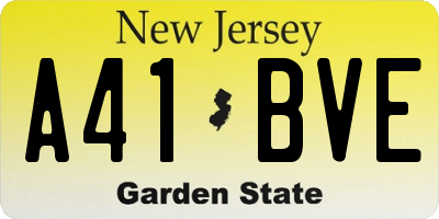 NJ license plate A41BVE