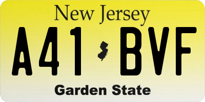 NJ license plate A41BVF