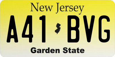 NJ license plate A41BVG