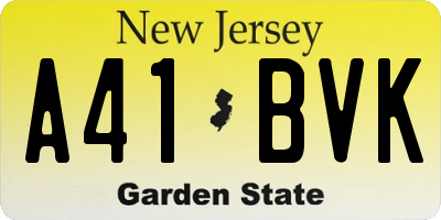 NJ license plate A41BVK