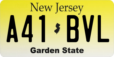 NJ license plate A41BVL