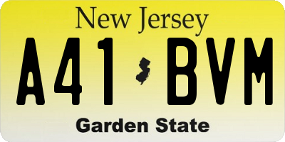 NJ license plate A41BVM