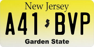 NJ license plate A41BVP