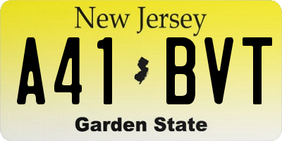 NJ license plate A41BVT