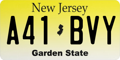 NJ license plate A41BVY
