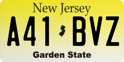 NJ license plate A41BVZ