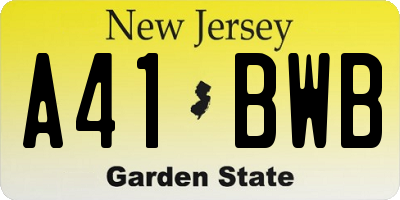 NJ license plate A41BWB