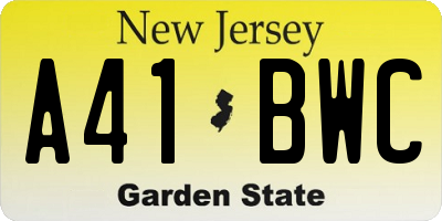 NJ license plate A41BWC