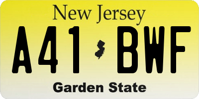 NJ license plate A41BWF