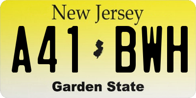 NJ license plate A41BWH