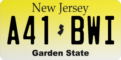 NJ license plate A41BWI